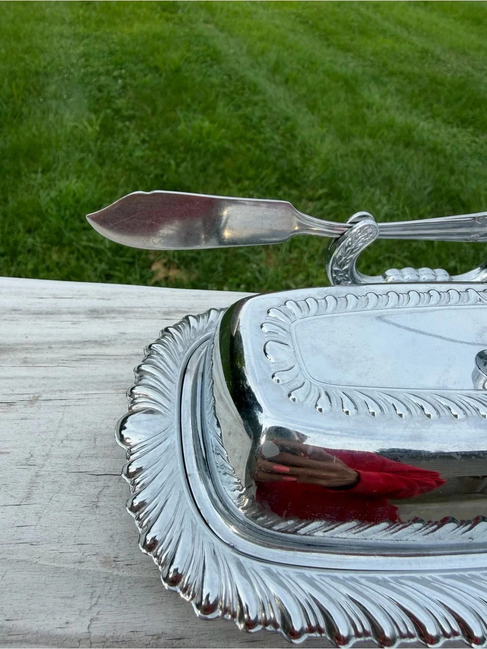 Vintage IRVINWARE Silver Plated Butter Dish With Butter Knife